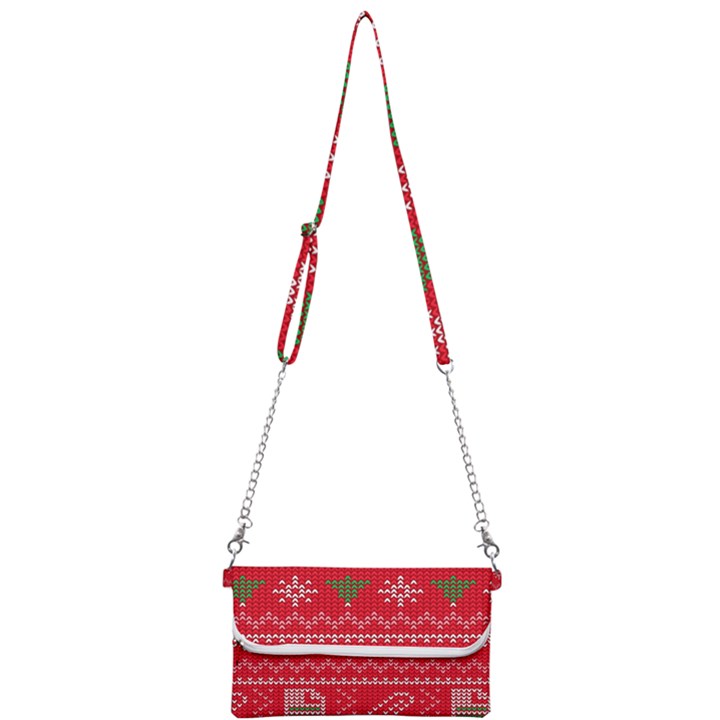 Red Christmas Pattern Xmas Decorations, Christmas Knitted Texture Mini Crossbody Handbag