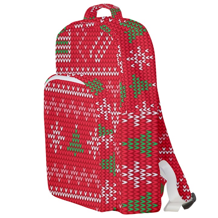 Red Christmas Pattern Xmas Decorations, Christmas Knitted Texture Double Compartment Backpack