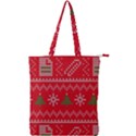 Red Christmas Pattern Xmas Decorations, Christmas Knitted Texture Double Zip Up Tote Bag View1