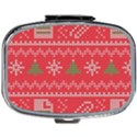 Red Christmas Pattern Xmas Decorations, Christmas Knitted Texture Mini Square Pill Box View1