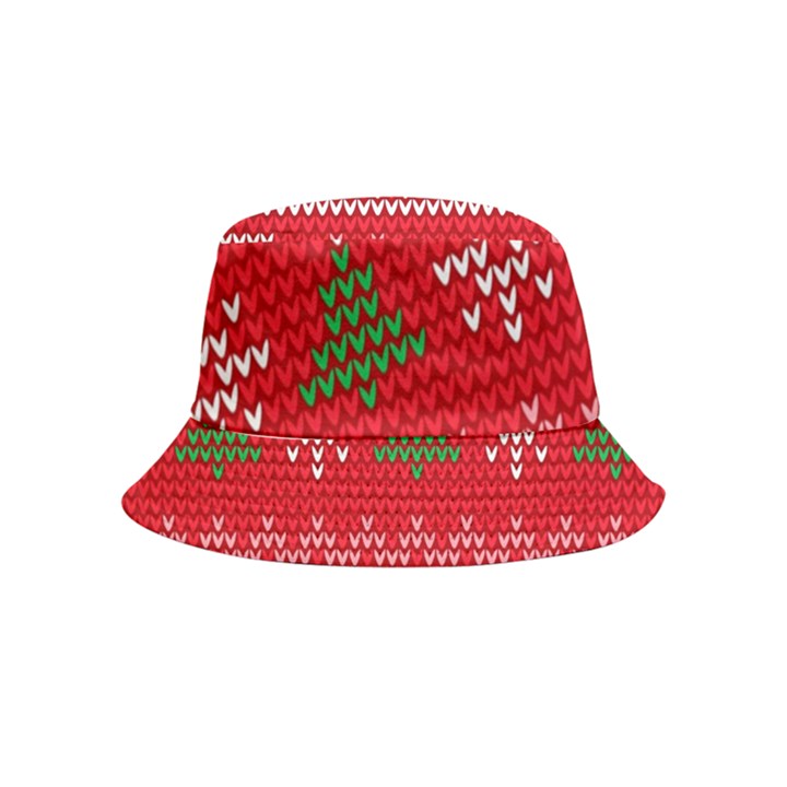 Red Christmas Pattern Xmas Decorations, Christmas Knitted Texture Bucket Hat (Kids)