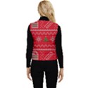 Red Christmas Pattern Xmas Decorations, Christmas Knitted Texture Women s Button Up Puffer Vest View2