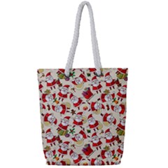 Santa Claus Patterns, Christmas Decorations Full Print Rope Handle Tote (small) by kyorashop23