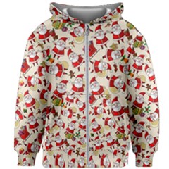 Santa Claus Patterns, Christmas Decorations Kids  Zipper Hoodie Without Drawstring