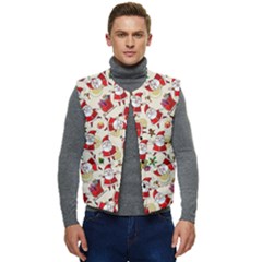 Santa Claus Patterns, Christmas Decorations Men s Button Up Puffer Vest	