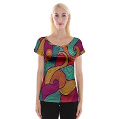 Swirly, Abstract, Multi Colored, Pattern, Cap Sleeve Top by kyorashop23