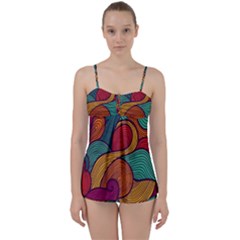 Swirly, Abstract, Multi Colored, Pattern, Babydoll Tankini Set by kyorashop23