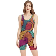 Swirly, Abstract, Multi Colored, Pattern, Women s Wrestling Singlet