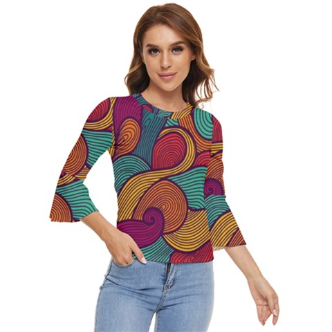 Swirly, Abstract, Multi Colored, Pattern, Bell Sleeve Top by kyorashop23