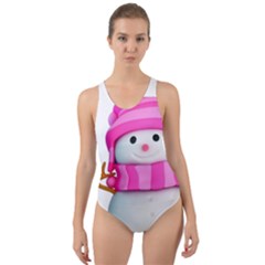 Two Snowmen, Cut-out Back One Piece Swimsuit by kyorashop23