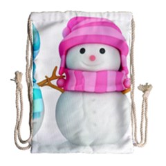 Two Snowmen, Drawstring Bag (large) by kyorashop23