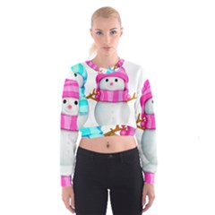 Two Snowmen, Cropped Sweatshirt