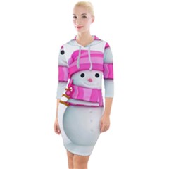 Two Snowmen, Quarter Sleeve Hood Bodycon Dress by kyorashop23