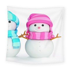 Two Snowmen, Square Tapestry (large)