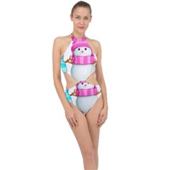 Two Snowmen, Halter Side Cut Swimsuit by kyorashop23