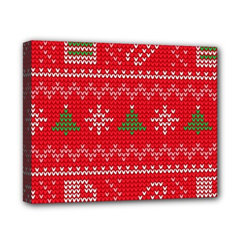 Red Christmas Pattern Xmas Decorations, Christmas Knitted Texture Canvas 10  X 8  (stretched) by kyorashop23