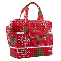 Red Christmas Pattern Xmas Decorations, Christmas Knitted Texture Sports Shoulder Bag With Shoes Compartment by kyorashop23