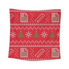 Red Christmas Pattern Xmas Decorations, Christmas Knitted Texture Square Tapestry (small)