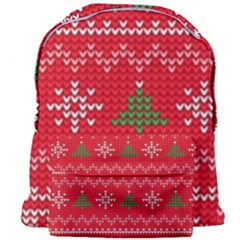 Red Christmas Pattern Xmas Decorations, Christmas Knitted Texture Giant Full Print Backpack by kyorashop23