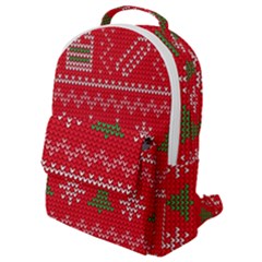 Red Christmas Pattern Xmas Decorations, Christmas Knitted Texture Flap Pocket Backpack (small) by kyorashop23