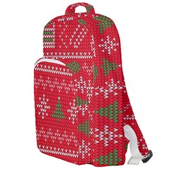 Red Christmas Pattern Xmas Decorations, Christmas Knitted Texture Double Compartment Backpack by kyorashop23