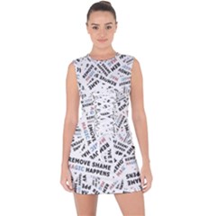 Embrace The Magic Inspirational Phrase Pattern Lace Up Front Bodycon Dress by dflcprintsclothing