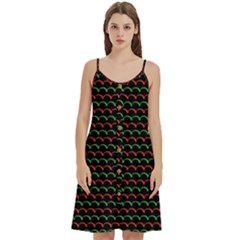 Geometric Abstract Pattern Line Women s Spaghetti Strap Pullover Cami Dress