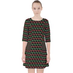 Geometric Abstract Pattern Line Quarter Sleeve Pocket Dress