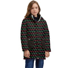 Geometric Abstract Pattern Line Kids  Hooded Longline Puffer Jacket by Salmanaz77