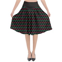 Geometric Abstract Pattern Line Flared Midi Skirt