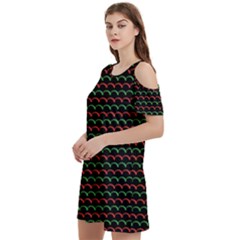 Geometric Abstract Pattern Line Women s Cold Shoulder Round Neck Mini Dress by Salmanaz77