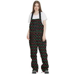 Geometric Abstract Pattern Line Women s Front Zip Ski And Snowboard Bib Pants