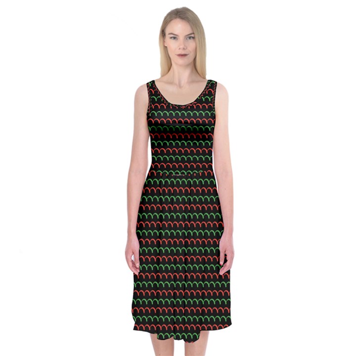 Geometric Abstract Pattern Line Midi Sleeveless Dress