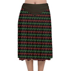 Geometric Abstract Pattern Line Velvet Flared Midi Skirt