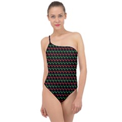 Geometric Abstract Pattern Line Classic One Shoulder Swimsuit