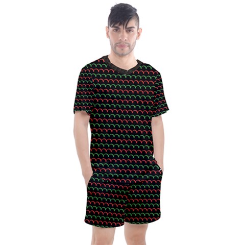 Geometric Abstract Pattern Line Men s Mesh T-shirt And Shorts Set by Salmanaz77