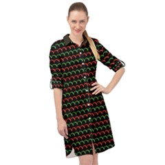 Geometric Abstract Pattern Line Long Sleeve Mini Shirt Dress