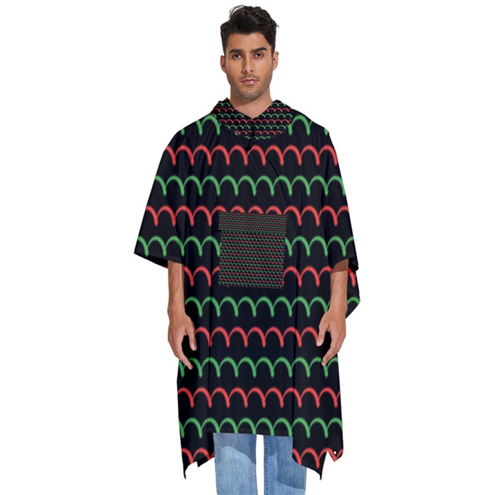 Geometric Abstract Pattern Line Men s Hooded Rain Ponchos