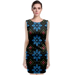 Flower Pattern Flora Floral Seamless Sleeveless Velvet Midi Dress