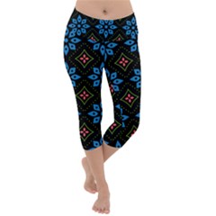 Flower Pattern Flora Floral Seamless Lightweight Velour Capri Yoga Leggings by Salmanaz77