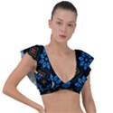 Flower Pattern Flora Floral Seamless Plunge Frill Sleeve Bikini Top View1