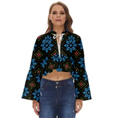 Flower Pattern Flora Floral Seamless Boho Long Bell Sleeve Top