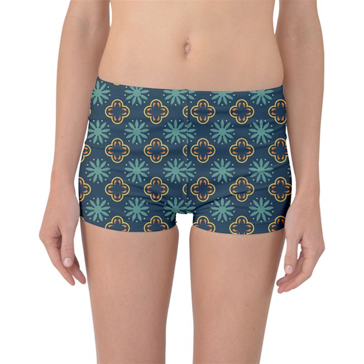 Flowers Pattern Design Abstract Boyleg Bikini Bottoms