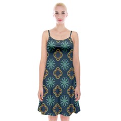 Flowers Pattern Design Abstract Spaghetti Strap Velvet Dress