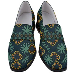 Flowers Pattern Design Abstract Women s Chunky Heel Loafers by Salmanaz77