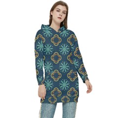 Flowers Pattern Design Abstract Women s Long Oversized Pullover Hoodie