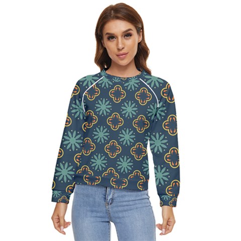 Flowers Pattern Design Abstract Women s Long Sleeve Raglan T-shirt by Salmanaz77