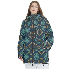 Flowers Pattern Design Abstract Women s Multi Pockets Zip Ski And Snowboard Waterproof Breathable Jacket