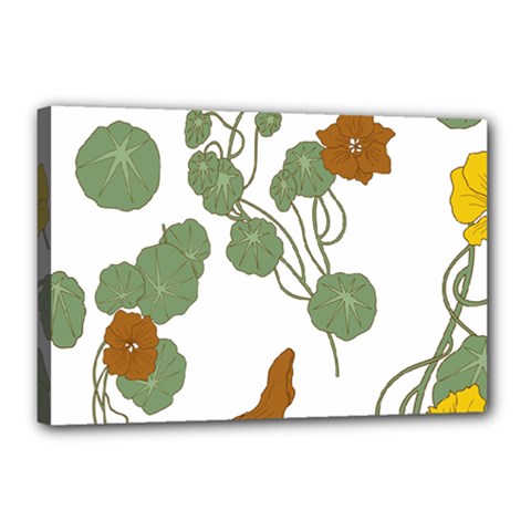 Nasturtium Flowers Plant Leaves Canvas 18  X 12  (stretched) by Salmanaz77