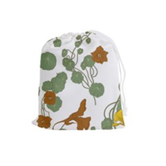 Nasturtium Flowers Plant Leaves Drawstring Pouch (large) by Salmanaz77